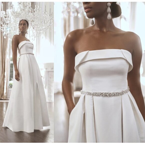Sachin + Babi Dresses & Skirts - SACHIN + BABI Brielle Belted Silk Faille Gown in Ivory Size US 6